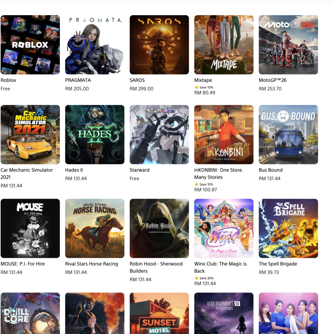 PlayStation 5 Game Library screen showing Final Fantasy VII Rebirth and top PS5 titles